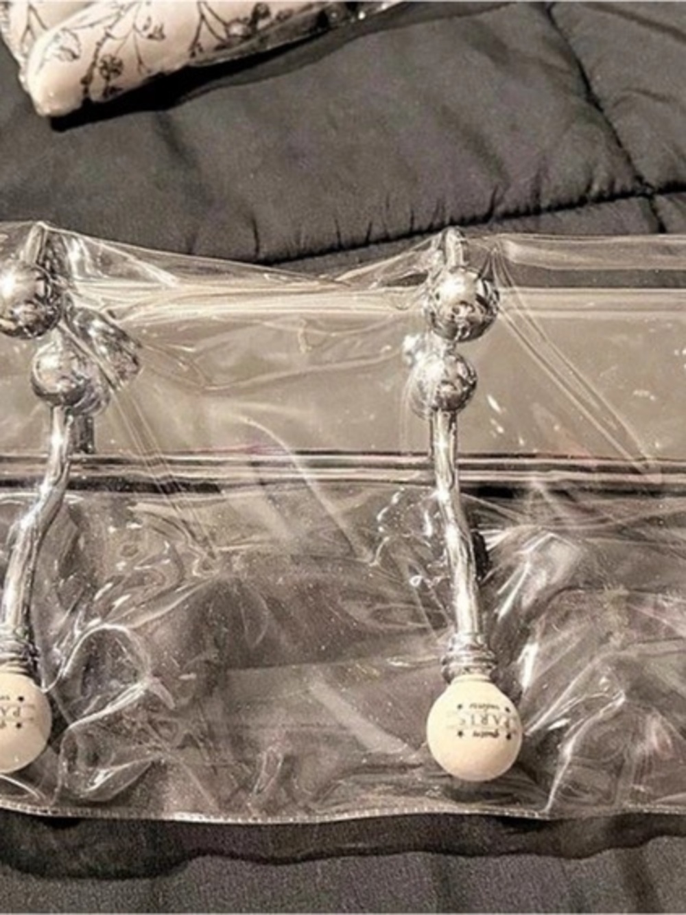 Paris-Rhone Wall-Mounted Storage Organizer Clear Silver NWT